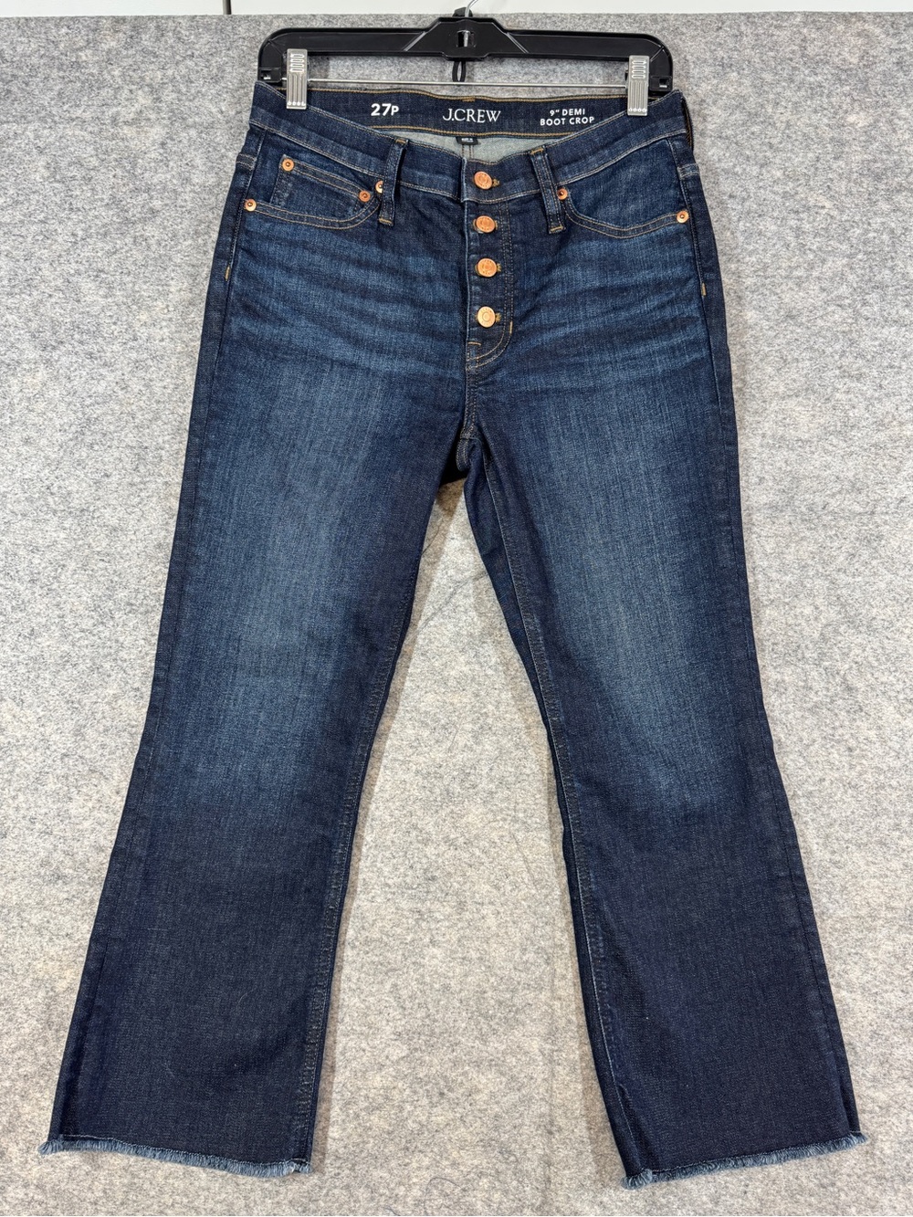 J.Crew Demi Boot Crop Jeans Dark Wash 27P High Rise Button Fly Denim Casual Chic